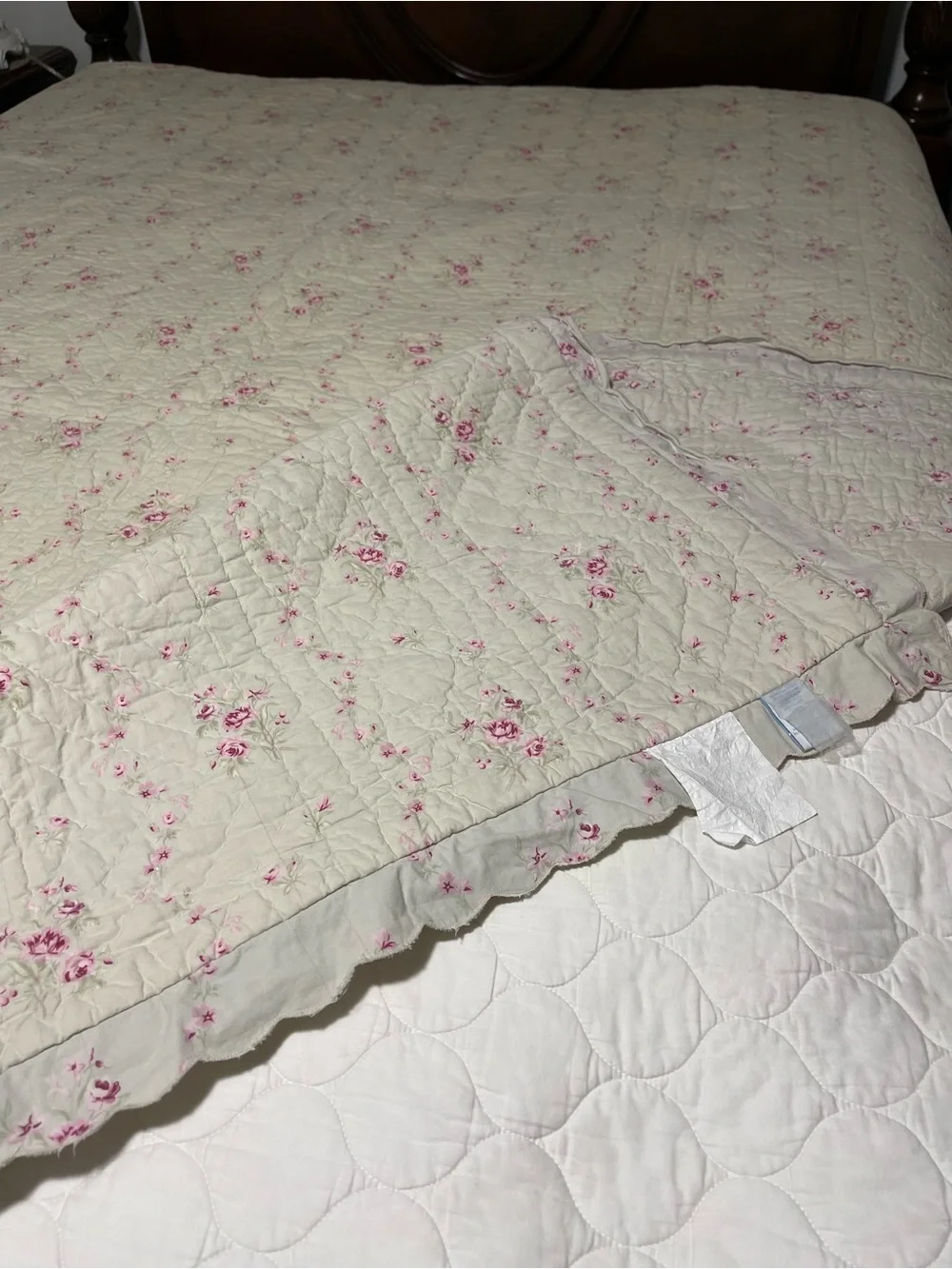 Simply, Shabby Chic rose trellis green  QUEEN quilt 🌸